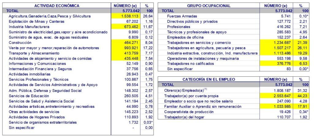 Distribución porcentual de la población ocupada